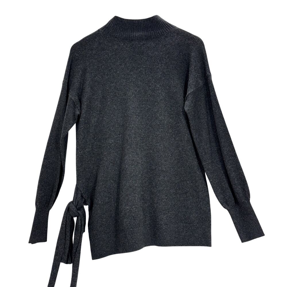 Club Monaco 100% Cashmere Tie-Waist Mock Neck Sweater Charcoal Gray Small NWT
